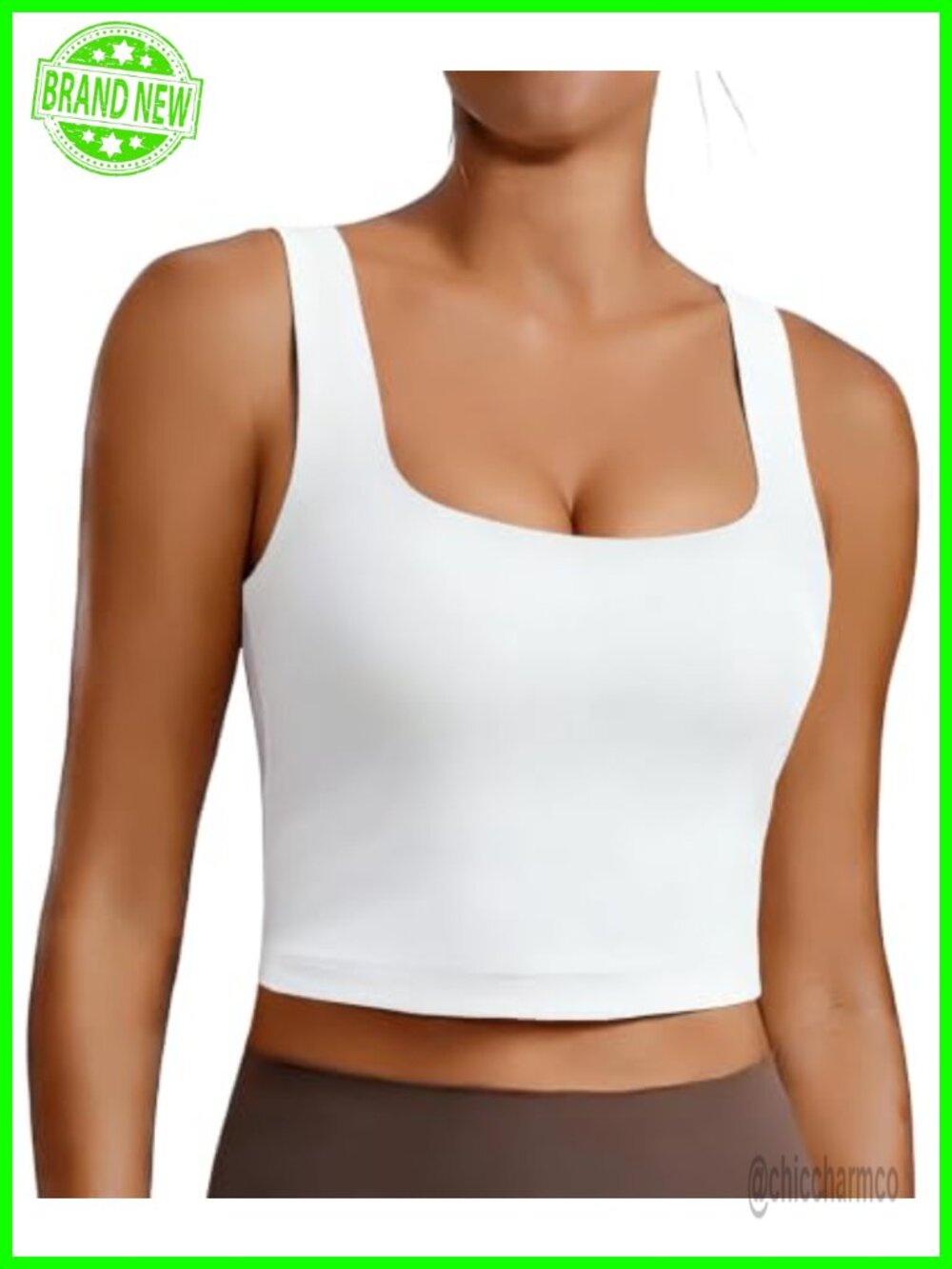 Women's Longline Padded Sports Bra Square Neck U-Back Yoga